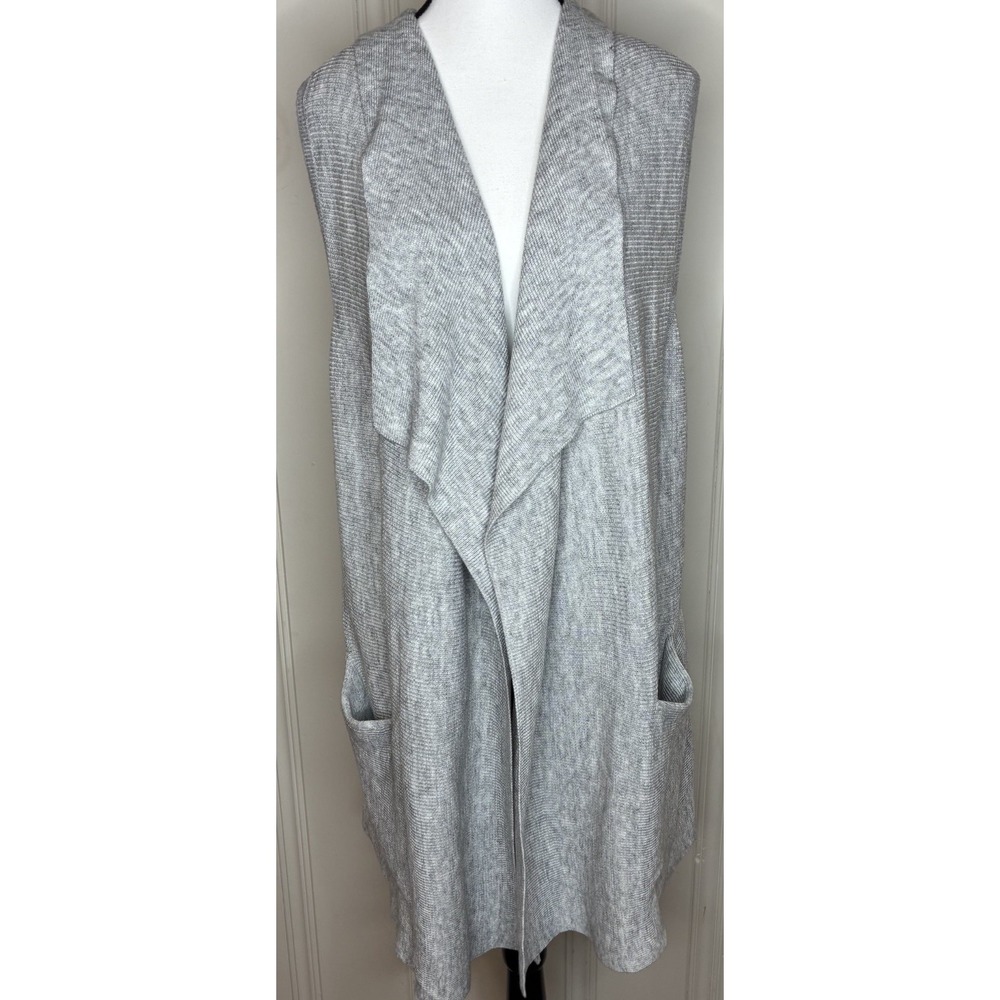 NEW H&M Basic open sleeveless cardigan sweater vest Sz XS/S lagenlook gray knit